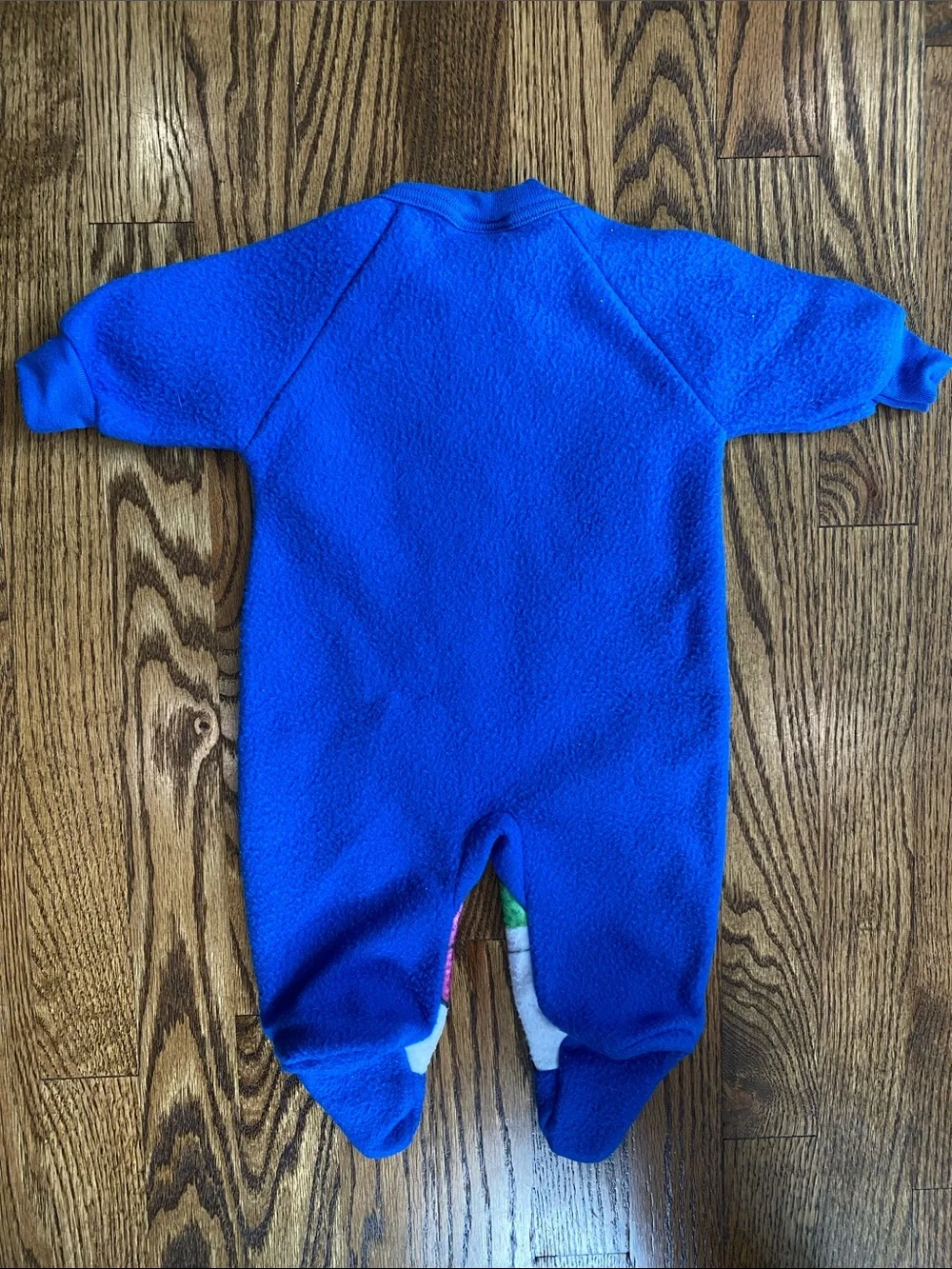 Vintage 1992 Barney and Friends fleece, footed zip up sleeper, size 0-6M.